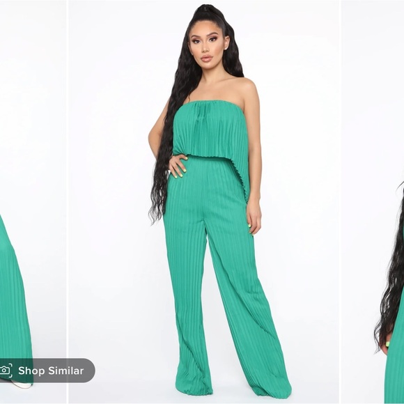 NWT fashion nova conpleat cutie pant set Kelly green - Picture 2 of 8